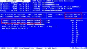Abbildung 5: Auf diesem System gen&uuml;gt es laut dem im Bootmen&uuml; anw&auml;hlbaren Testprogramm Memtest86+, etwas mehr als 1&nbsp;KByte RAM auszublenden, um Instabilit&auml;ten zu umgehen.