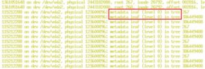 Abbildung 11: Gibt es in den Kernel-Logs wie hier Eintr&auml;ge vom Typ <code>metadata leaf (...) in tree ...</code>, dann ist das zugeh&ouml;rige Btrfs-Dateisystem wahrscheinlich nicht mehr zu retten.