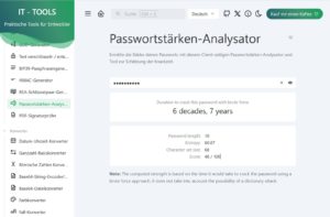 Abbildung 1: Mit dem Analysator erfahren Sie, wie lange es mit der Brute-Force-Methode dauert, ein Passwort zu knacken.