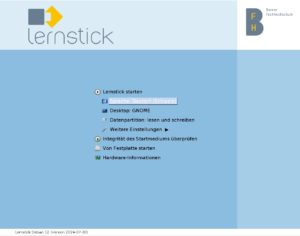 Abbildung 1: Das Bootmen&uuml; bietet unter anderem die Auswahl zwischen sieben verschiedenen Desktop-Umgebungen.