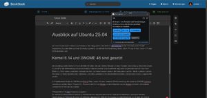 Abbildung 2: Der gut ausgestattete WYSIWYG-Editor unterst&uuml;tzt Sie bei der Formatierung von Texten. Auch LanguageTool, eine freie Software zur Rechtschreib- und Grammatikpr&uuml;fung, verrichtet unter Bookstack ihren Dienst.