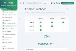 Abbildung 4: Mit Chmod &auml;ndern Sie die Zugriffsrechte auf Dateien und Ordner. Der <span class="ui-element">Chmod-Rechner</span> gibt die gew&uuml;nschten Rechte sowohl oktal als auch symbolisch aus.