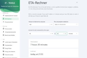 Abbildung 5: Wie lange ben&ouml;tige ich f&uuml;r die Fahrt von&nbsp;A nach&nbsp;B? Wie lange dauert der Aufbau meines RAID-Arrays? Solche Fragen beantwortet der <span class="ui-element">ETA-Rechner</span>, wenn Sie ihn mit den n&ouml;tigen Werten f&uuml;ttern.