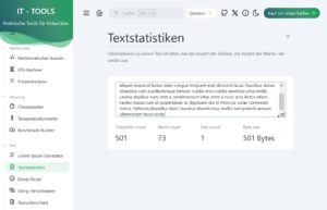 Abbildung 6: Anhand der Zahlen aus den <span class="ui-element">Textstatistiken</span> l&auml;sst sich ermitteln, ob ein Text die angestrebte Zielgr&ouml;&szlig;e erreicht.