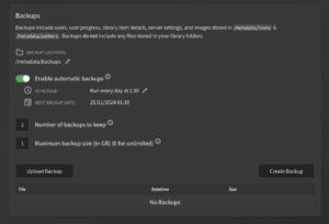 Abbildung 1: Auf Wunsch legt ABS täglich Backups an. Frequenz und Uhrzeit sowie Gesamtgröße und Anzahl der aufzubewahrenden Backups lassen sich einstellen.
