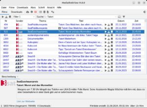 Abbildung 1: Die Java-Anwendung Mediathekview bietet die Sendungen der &ouml;ffentlich-rechtlichen Sender zum Download an und zeichnet deren Live-Streams auf.