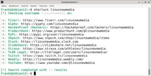 Abbildung 4: Ein Suchergebnis zum Nutzer <span class="ui-element">linuxnewmedia</span> im Python-Werkzeug Sherlock.