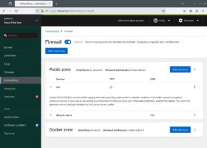 Abbildung 4: Die seit Leap&nbsp;15.6 verf&uuml;gbare webbasierte Systemmanagementsoftware Cockpit &uuml;bernimmt vom in die Jahre gekommenen YaST Managementaufgaben wie Benutzerverwaltung und Netzwerkeinrichtung inklusive Firewall.