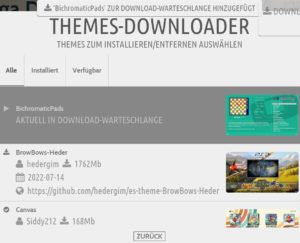 Abbildung 5: Der Themes-Downloader ermöglicht die einfache Installation von weiteren Themes.