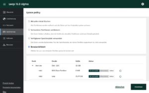 Abbildung 5: Besonders handlich gibt sich der neue Installer Agama bei der Festplattenpartitionierung: Auf intuitive Weise geben Sie an, welche bestehende Partitionen Sie l&ouml;schen, verkleinern oder unver&auml;ndert lassen m&ouml;chten.