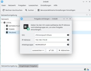 Abbildung 8: Mit Smb4K lassen sich Shares oft einfacher einhängen als im Dateimanager. Das gilt insbesondere für Dolphin aus Plasma 6.