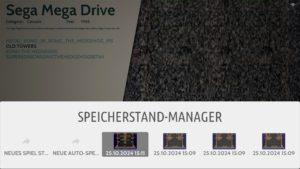 Abbildung 13: Über den <span class="ui-element">SPEICHERSTAND-MANAGER</span> nehmen Sie unterbrochene Spiele wieder auf.