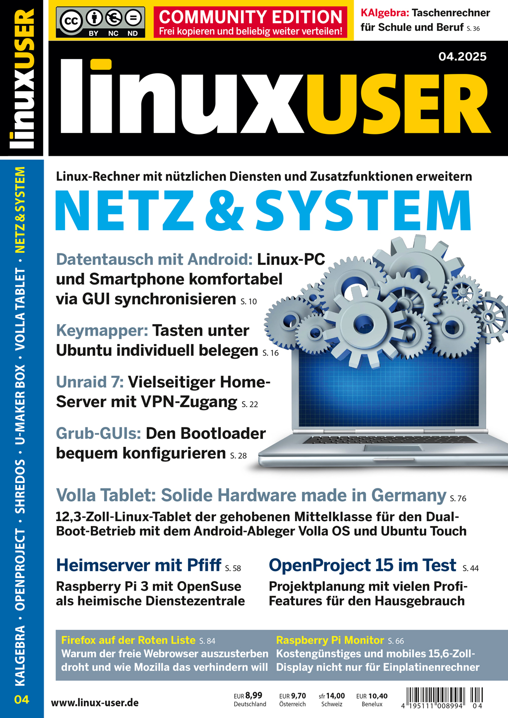 Heftcover LinuxUser Community Edition 04/2025