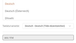 Abbildung 3: Benötigen Sie neben französischen Akzenten auch die spanische Tilde (ñ), wählen Sie die Tastaturvariante mit <span class="ui-element">Tilde-Akzentzeichen</span>.
