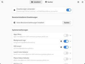Abbildung 4: GSConnect müssen Sie zunächst im Dialog der Gnome-Erweiterungen einschalten.
