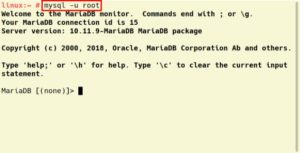 Abbildung 4: In aktuellen OpenSuse-Systemen darf sich Root am MySQL/MariaDB-Kommandozeilenclient ohne gesondertes Datenbankpasswort als Administrator anmelden.