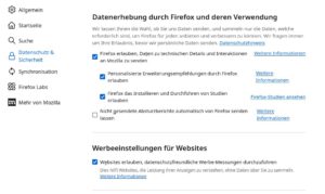 Abbildung 6: Datenschutzfreundliche Werbemessungen kamen nicht gut an bei den Nutzern. Schuld daran trug auch Mozilla, das die noch experimentelle Funktion schlecht verkaufte. In den Einstellungen l&auml;sst sich die standardm&auml;&szlig;ig aktive Konfiguration deaktivieren.