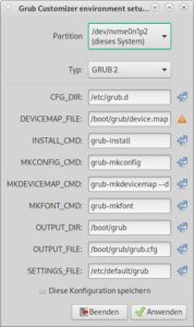 Abbildung 7: Im Grub Customizer k&ouml;nnen Sie auch die Umgebung wechseln.