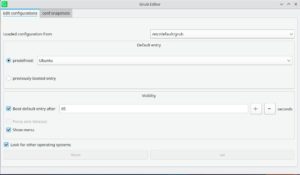 Abbildung 8: Der Einstellungsdialog von Grub-Editor gestattet nur die Anpassung allgemeiner Optionen.