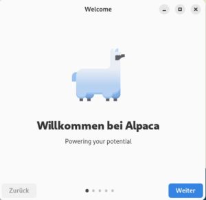 Abbildung 1: Das Alpaca-Fenster pr&auml;sentiert sich beim ersten Aufruf sehr spartanisch.