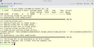 Abbildung 1: Die Installation von Ollama erledigen Sie bequem und schnell per Skript. Im Beispiel wird eine AMD-Grafikkarte erkannt und entsprechend vorbereitet.