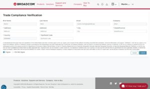 Abbildung 2: Broadcom erwartet vor dem Download eine Preisgabe umfangreicher, pers&ouml;nlicher Daten.