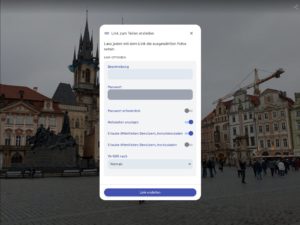 Abbildung 4: Das Teilen per Link schlie&szlig;t auch bei Immich nicht registrierte Personen ein. Hier legen Sie in einer Maske explizit fest, was der Link erlaubt, ob er ein Passwort erfordert und wann er verf&auml;llt.