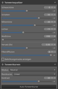 Abbildung 5: Der <span class="ui-element">Tonwertequalizer</span> teilt das Bild in fünf verschiedene Tonwertzonen ein: Weißtöne, Schwarztöne, Schatten, Lichter und Mitteltöne.
