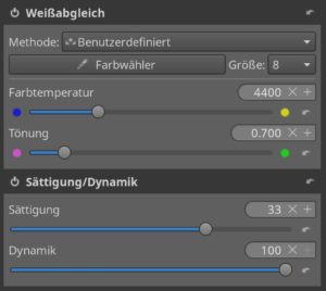 Abbildung 6: Zum Intensivieren der Farben stehen verschiedene Module zur Verfügung.