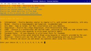 Abbildung 9: Electra verfügt neben der GUI über eine Schnittstelle zum Terminal. Hier entscheiden Sie anhand von Zahlen, welches Format der gewünschte Text haben soll.