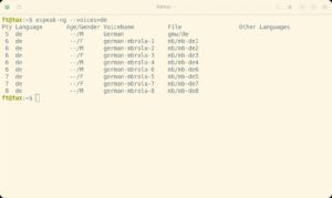 Abbildung 1: Hinter eSpeak NG steckt ein kompakter Text-to-Speech-Synthesizer, der Text in über 100 Sprachen und Dialekten ausgibt. Die Ausgabe klingt jedoch nicht so natürlich wie bei größeren Synthesizern.