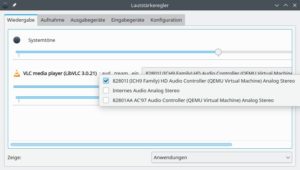 Abbildung 2: Pavucontrol w&auml;hlt bei mehreren Alternativen das aktuelle oder das Vorgabeger&auml;t f&uuml;r Wiedergabe und Aufnahme. Es kann Soundkarten stilllegen oder sie auf reine Ein- oder Ausgabe beschr&auml;nken sowie Mehrkanalger&auml;te auf Zweikanal-Stereoausgabe herabsetzen.