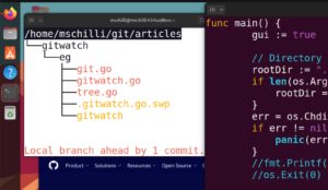 Abbildung 2: Das Tool Gitwatch zeigt modifizierte Dateien und den Push-Status in Echtzeit an.