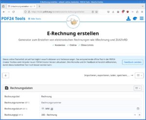 Abbildung 2: Bei PDF24 können Sie elektronische Rechnungen online erstellen.