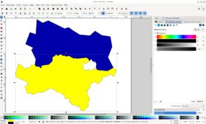 Abbildung 3: Um die einzelnen Landesteile mit schwarzer Farbe zu umranden, damit sie sich besser vom Hintergrund abheben, verwenden Sie das Werkzeug <span class="ui-element">F&uuml;llung und Kontur</span>.