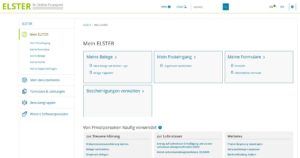 Abbildung 3: Die Startseite von <span class="ui-element">Mein ELSTER</span> zeigt die Möglichkeiten, die das digitale Finanzamt bietet.