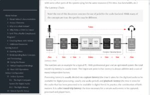 Abbildung 5: Das Handbuch zur Digital Audio Workstation Ardour quantifiziert die Verz&ouml;gerungen zwischen Aufnahme und Wiedergabe.