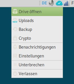 Abbildung 6: Im Kontextmen&uuml; des System-Trays k&ouml;nnen Sie den Cloudspeicher bequem steuern.