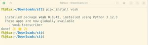 Abbildung 7: Vosk ist in Windeseile mit einem einzigen Befehl installiert und gibt sich bei der Hardware bereits mit einem Raspberry Pi ab Version 3 zufrieden.