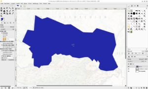 Abbildung 9: Nach dem Umwandeln des Pfads in eine Auswahl f&uuml;llen Sie diese mit blauer Farbe.