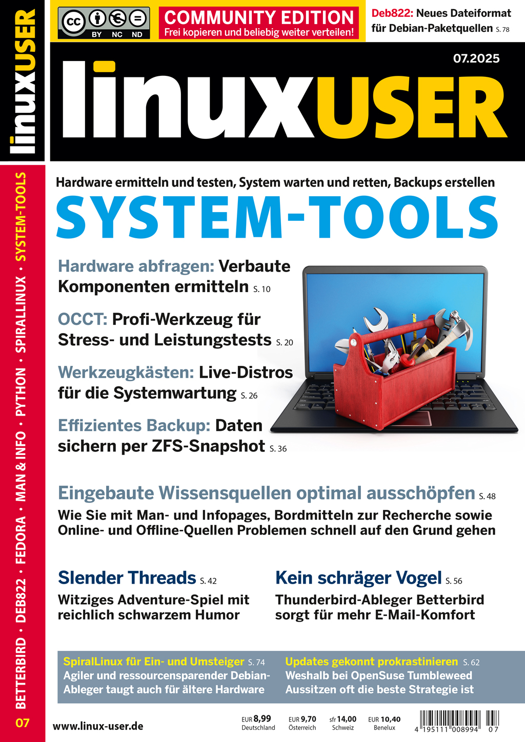 Heftcover LinuxUser Community Edition 07/2025