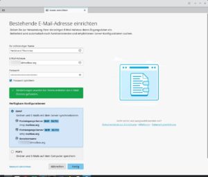 Abbildung 2: Auch beim Einrichten eines E-Mail-Kontos sind keine Unterschiede zu bemerken. Der Anbieter wird automatisch erkannt und das Konto eingerichtet.