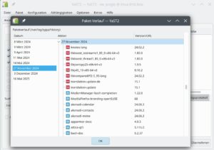 Abbildung 7: OpenSuse protokolliert alle (De-)Installationen und Updates von Paketen. Das YaST-Modul <span class="ui-element">Software</span> bereitet die Daten grafisch auf.