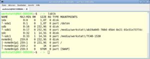 Abbildung 8: Was ist was? Diese typische Lsblk-Ausgabe zeigt die <code>sd<em class="replaceable">X</em></code>-Problematik.