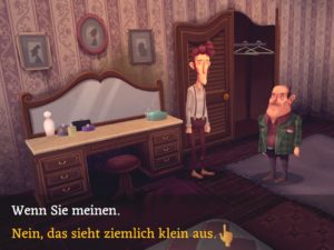 Abbildung 8: Zweifelt Harvey bei der Hausbesichtigung die Größe des Kleiderschranks im Schlafzimmer an, bringt er den Makler dazu, zur Demonstration in den Schrank zu steigen. Das ist Harveys Chance, ihn darin einzusperren und seinen Maklerausweis zu stehlen.