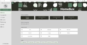 Abbildung 1: Homebox verfügt über eine aufgeräumte, intuitiv zu bedienende Weboberfläche. Lagerstandorte und Labels lassen sich individuell anpassen.