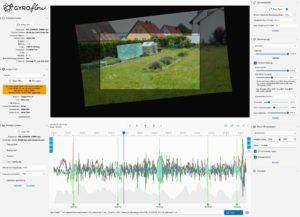 Abbildung 4: Gyroflow nutzt die auf dem Smartphone aufgezeichneten Daten des Gyroskopsensors (Kurven unten), um Kamerabewegungen herauszurechnen.