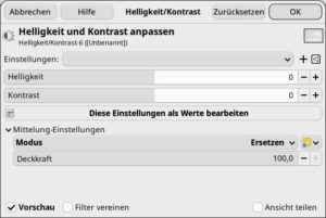 Abbildung 5: Beim Anpassen des Kontrasts und der Helligkeit nutzen Sie die praktische Option <span class="ui-element">Vorschau</span>.