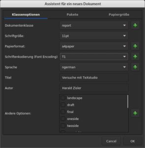 Abbildung 6: Festlegen der allgemeinen Dokumenteneinstellungen in TeXstudio.