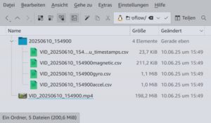 Abbildung 6: Um die Daten aus der App OpenCamera-Sensors in Gyroflow zu nutzen, gen&uuml;gt es, das Video und den gleichnamigen Ordner auf den PC zu kopieren.